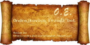 Ondrejkovics Erzsébet névjegykártya